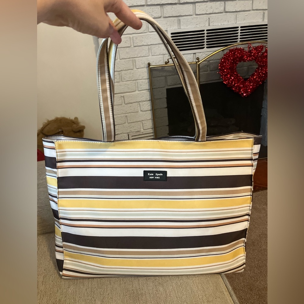 Kate spade striped canvas large bag